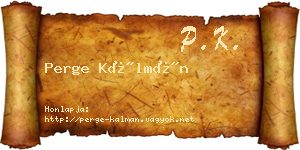 Perge Kálmán névjegykártya